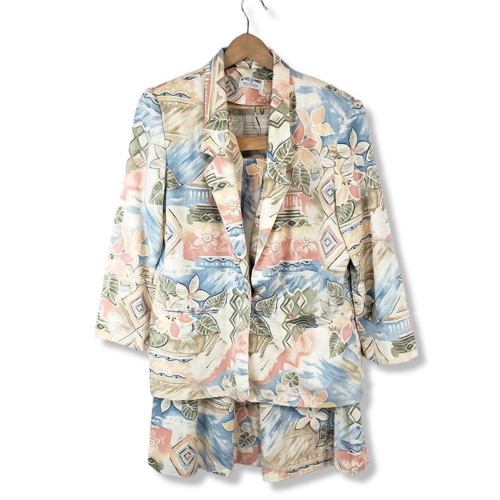 Vintage Alfred Dimmer Hawaiian Blazer & Skirt 2 Piece Set Size 14